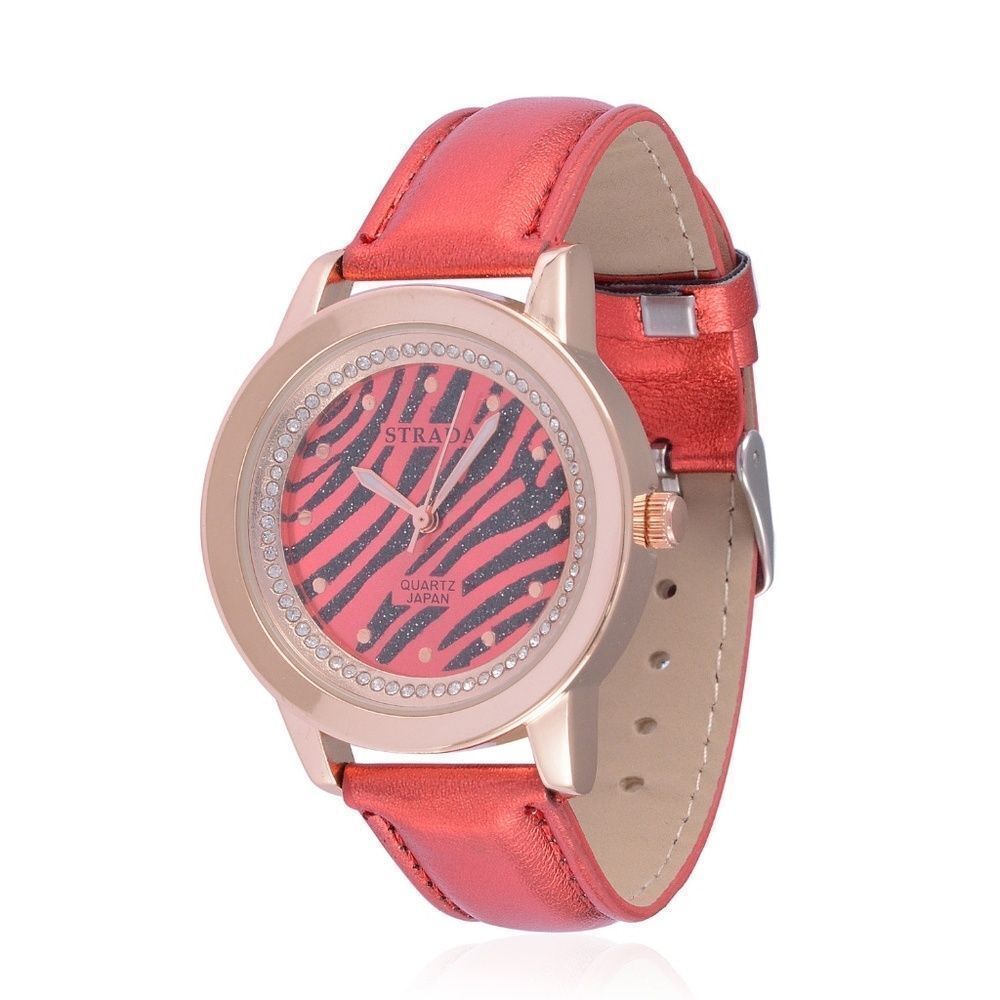 STRADA Watch Austrian Crystal Red